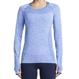 Nike Dri-fit Knit Long-Sleeve Running Top Seamless Womens Small Blue Thumb Holes